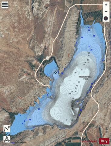 Steinaker Reservoir depth contour Map - i-Boating App - Satellite