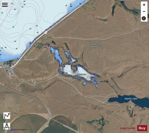 Corral Lake,  Grant County depth contour Map - i-Boating App - Satellite
