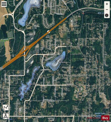 Geneva Lake,  King County depth contour Map - i-Boating App - Satellite