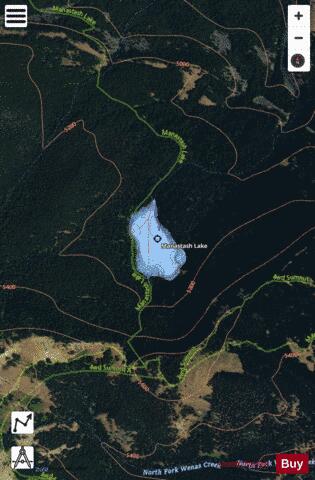 Manastash Lake,  Kittitas County depth contour Map - i-Boating App - Satellite