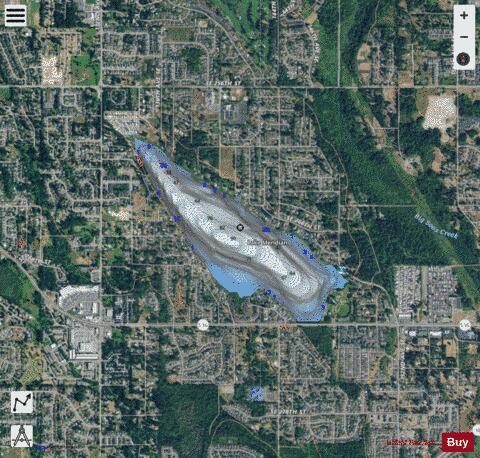 Meridian Lake,  King County depth contour Map - i-Boating App - Satellite