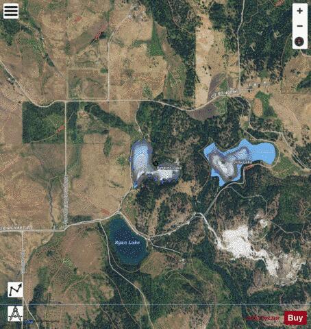 Perkins Lake,  Stevens County depth contour Map - i-Boating App - Satellite