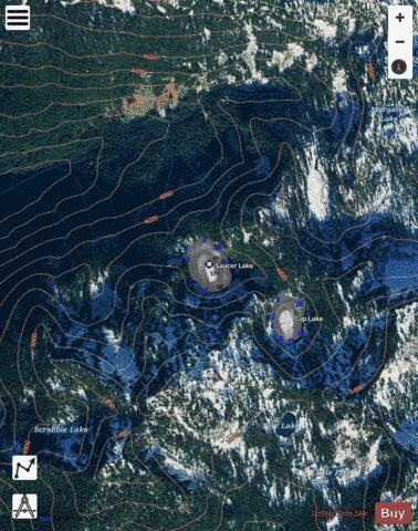 Saucer Lake,  Snohomish County depth contour Map - i-Boating App - Satellite