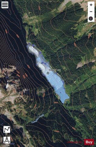 Tomyhoi Lake,  Whatcom County depth contour Map - i-Boating App - Satellite