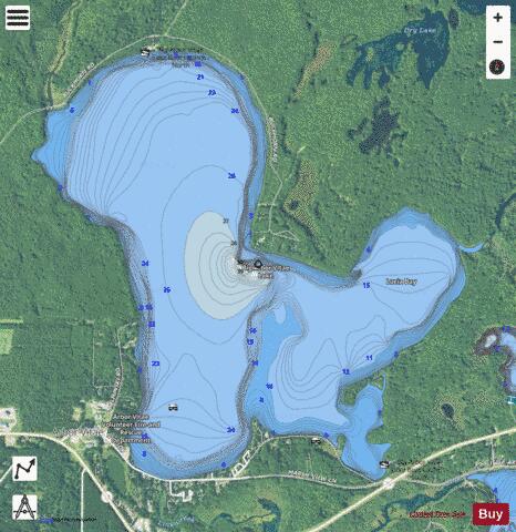Big Arbor Vitae Lake depth contour Map - i-Boating App - Satellite