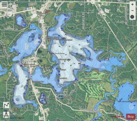 Minocqua Lake depth contour Map - i-Boating App - Satellite