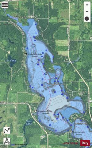 Wapogasset Lake depth contour Map - i-Boating App - Satellite