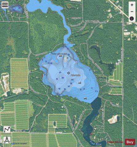 Alder Lake depth contour Map - i-Boating App - Satellite