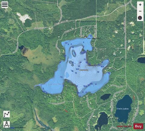 Bear Lake D depth contour Map - i-Boating App - Satellite