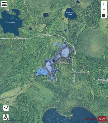 Bearskull Lake depth contour Map - i-Boating App - Satellite