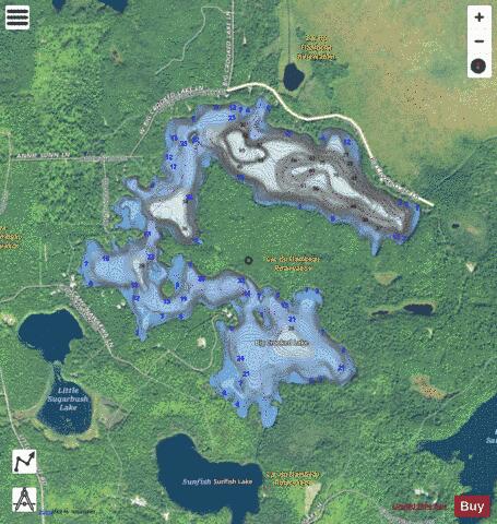 Big Crooked Lake depth contour Map - i-Boating App - Satellite