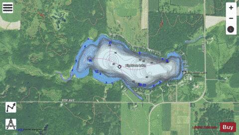 Big Moon Lake depth contour Map - i-Boating App - Satellite