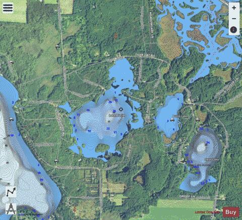 Burns Lake + Lake Placid depth contour Map - i-Boating App - Satellite