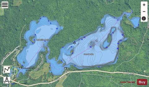 Carrol Lake + Madeline Lake depth contour Map - i-Boating App - Satellite