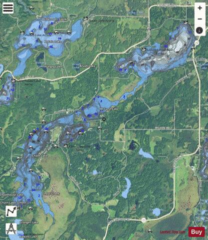 Clear Lake + Chain Lake + Island Lake depth contour Map - i-Boating App - Satellite