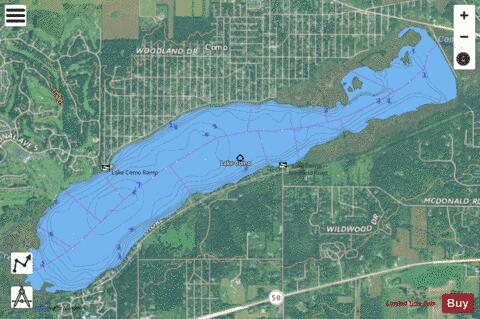 Como Lake depth contour Map - i-Boating App - Satellite