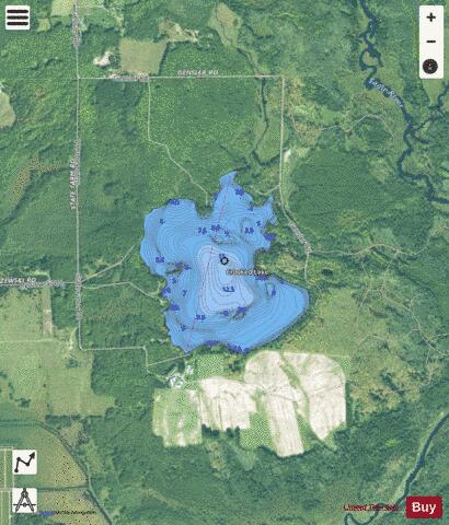 Crooked Lake E depth contour Map - i-Boating App - Satellite