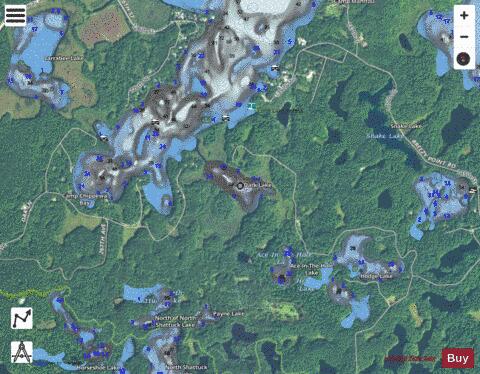 Dark Lake A depth contour Map - i-Boating App - Satellite