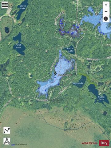Deep Wood Lake depth contour Map - i-Boating App - Satellite