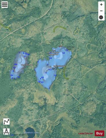East Twin Lake depth contour Map - i-Boating App - Satellite