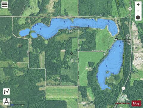 Elbow Lake depth contour Map - i-Boating App - Satellite