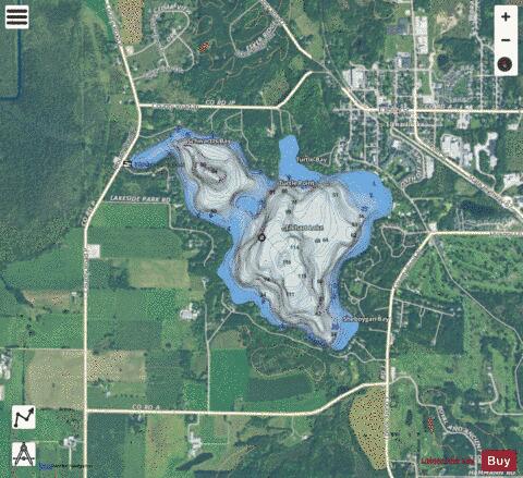 Elkhart Lake depth contour Map - i-Boating App - Satellite