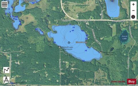 Ellsworth Lake depth contour Map - i-Boating App - Satellite