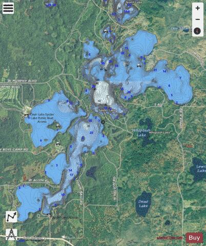 Fawn Lake depth contour Map - i-Boating App - Satellite