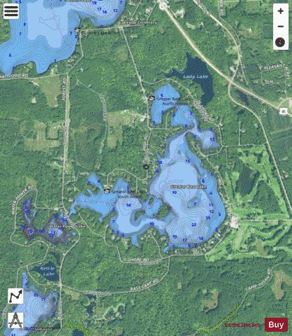 Greater Bass Lake depth contour Map - i-Boating App - Satellite
