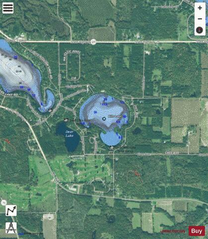 Hills Lake depth contour Map - i-Boating App - Satellite