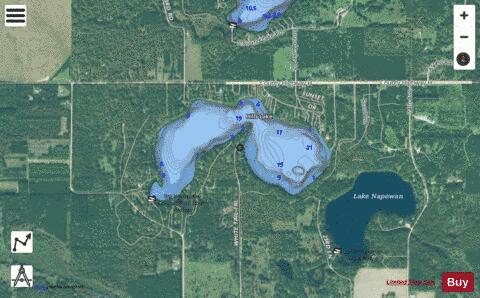 Hills Lake depth contour Map - i-Boating App - Satellite