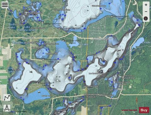 Lac Courte Oreilles depth contour Map - i-Boating App - Satellite