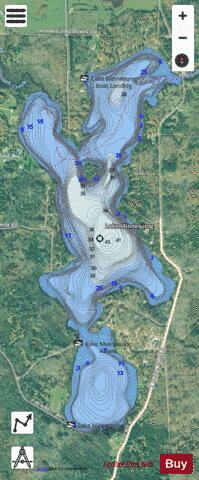 Lake Minnesuing depth contour Map - i-Boating App - Satellite