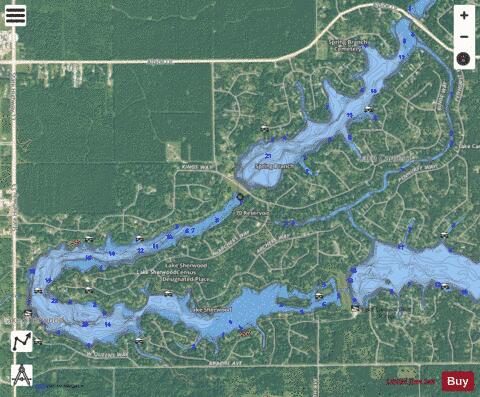 Lake Sherwood depth contour Map - i-Boating App - Satellite