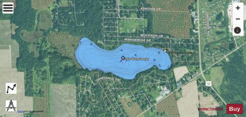 Lake Wandawega depth contour Map - i-Boating App - Satellite