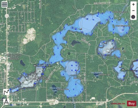 Little Saint Germain Lake depth contour Map - i-Boating App - Satellite