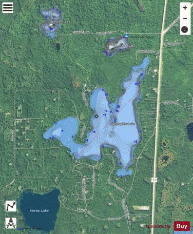 Little Spider Lake depth contour Map - i-Boating App - Satellite