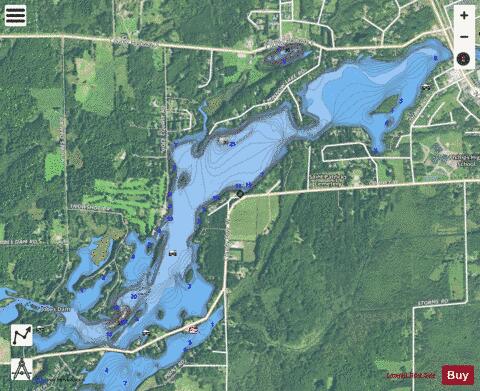 Long Lake M depth contour Map - i-Boating App - Satellite