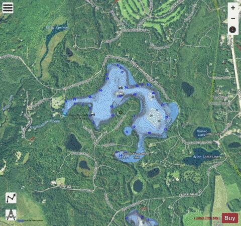 Lower Kaubashine Lake depth contour Map - i-Boating App - Satellite