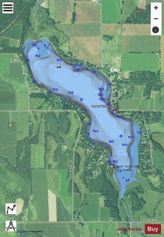 Lower Turtle Lake depth contour Map - i-Boating App - Satellite