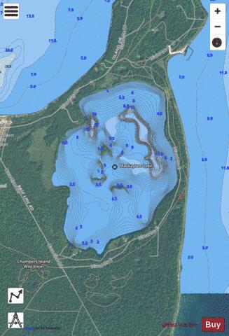 Mackaysee Lake depth contour Map - i-Boating App - Satellite