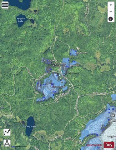 Mary + Adelaide + Helen + Yolanda + Rose Lake depth contour Map - i-Boating App - Satellite