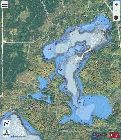 Middle Eau Claire Lake depth contour Map - i-Boating App - Satellite