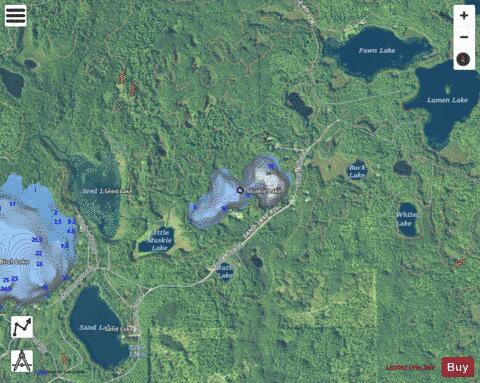 Muskie Lake depth contour Map - i-Boating App - Satellite