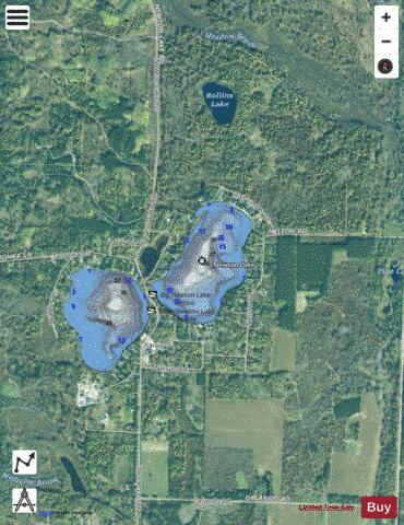 Newton Lake depth contour Map - i-Boating App - Satellite