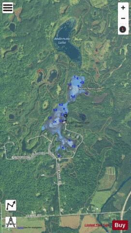North Neva Lake depth contour Map - i-Boating App - Satellite
