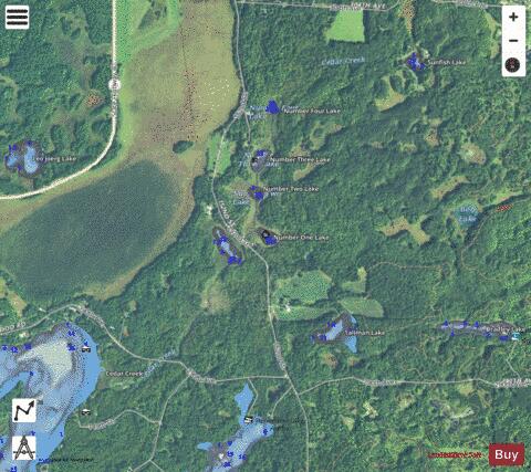 Number One Lake depth contour Map - i-Boating App - Satellite