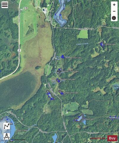 Number Three Lake depth contour Map - i-Boating App - Satellite