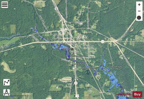 Oakwood Lake depth contour Map - i-Boating App - Satellite