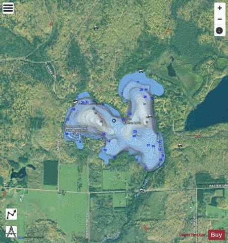 Patten Lake depth contour Map - i-Boating App - Satellite